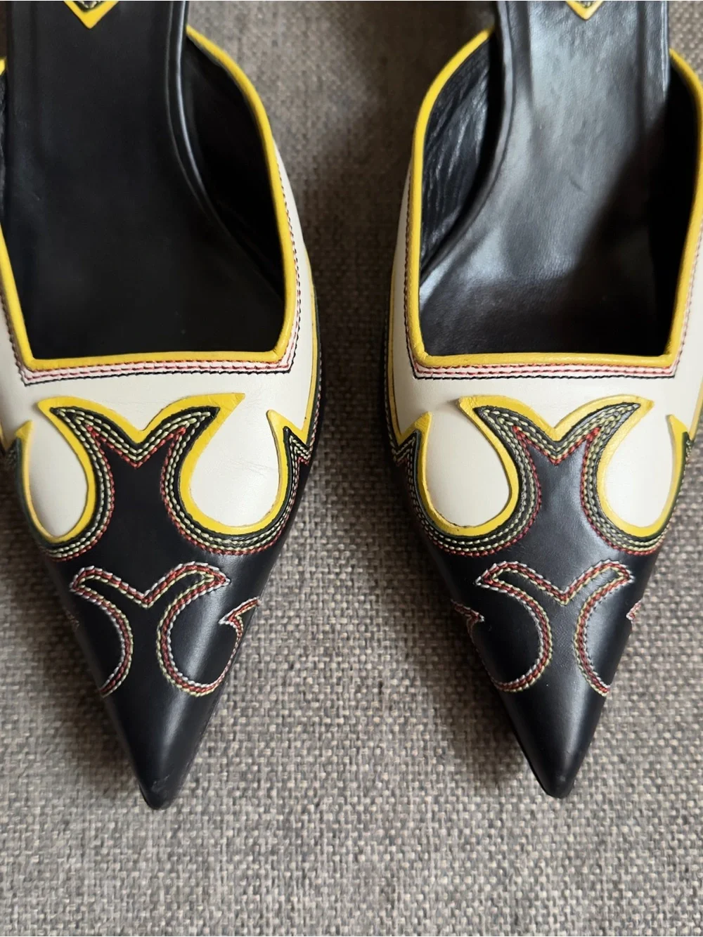 Vintage Miu Miu western mules heels